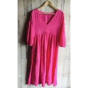 NWOT Michael Stars Isabella Gauze Midi Dress S Pink Balloon Sleeve Boho
